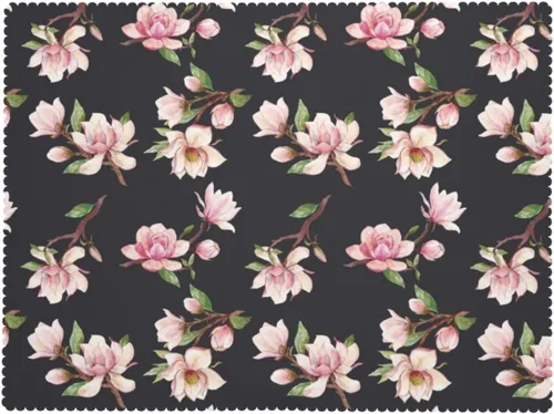 Vista 7 de Magnolia - Mantel rectangular floral, flores de magnolia blanca, 54 x 72 pulgadas, borde de encaje ondulado, mantel de poliéster para comedor