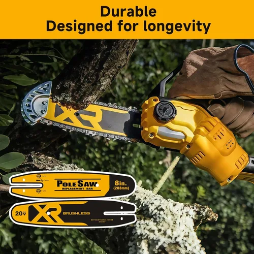 Vista 6 de Barra de motosierra de 8 pulgadas de repuesto para sierra de poste DeWalt 20V Max y motosierra compatible con DCPS620B, DCPS620M1, DCCS623B
