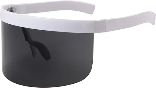 Vista 5 de OWL Cubierta De Máscara De Gran Tamaño Escudo Visera Estilo Marco Grande Sin Rimless Gafas De Sol Lente Mono UV400 Negro Azul