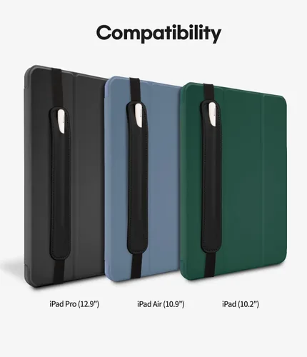 Vista 6 de Goospery Soporte para lápices compatible con Apple Pencil (1ª y 2ª generación) Funda de piel sintética, accesorios de bolsillo, banda elástica, Negro