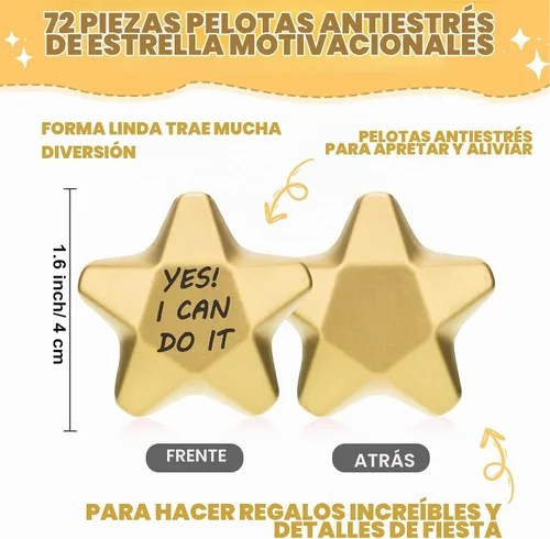 Vista 2 de DEEKIN 72 Piezas Bolas de Estrés con Forma de Estrella de 1.6 Pulgadas, Mini Bolas de Espuma Juguetes para Aliviar el Estrés para Adolescentes