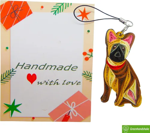 Vista 3 de Bulldog francés, decoración para el hogar, decoración navideña, adorno hecho a mano para amantes de los animales, adorno quilled, bolso, mochila