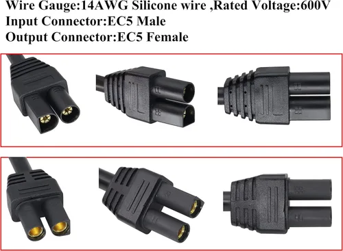 Vista 6 de Cable de extensión EC5 14AWG EC5 macho a EC5 hembra Cable de extensión ADS-018 EC5 macho a EC5 hembra Cable de extensión para batería RC ESC LI-PO