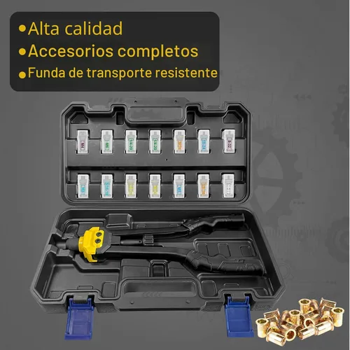 Vista 4 de IMQUALI Kit de Herramienta de Tuerca Remachadora, Kit de Herramienta Rivnut de 16", Kit de Herramienta Rivnut con 14 Mandriles Métricos y SAE, Kit