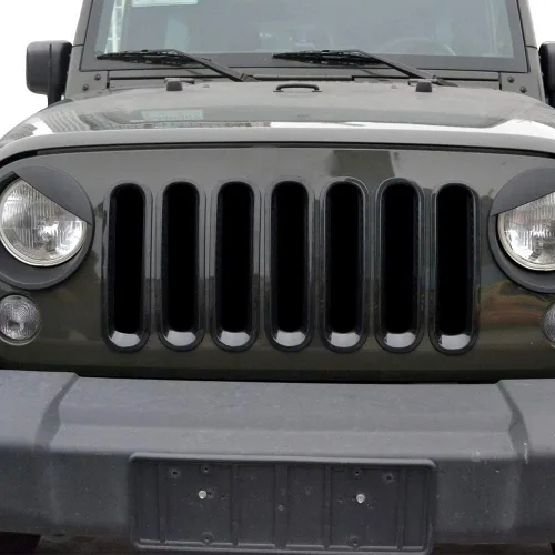 Vista 5 de Kit de inserciones de rejilla frontal de malla frontal 7 uds. Protector de rejilla para Wrangler JK/JKU 2007-2015 (negro)