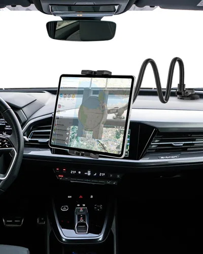 Vista 2 de Soporte para tablet para parabrisas de tablero de automóvil [brazo largo de cuello de cisne] Soporte de iPad con ventosa para automóvil, soporte