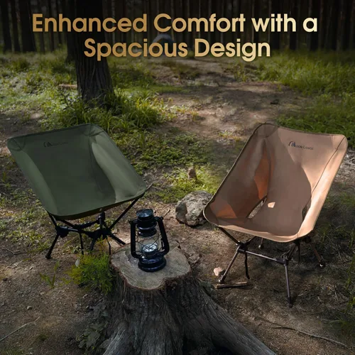 Vista 6 de MOON LENCE Sillas de camping plegables con respaldo alto, altura ajustable, asiento ampliado, para playa con pies antideslizantes (negro-Plus)