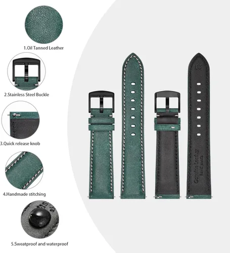Vista 5 de Avohome Genuine Leather Watch Straps 182022mm Italy Frosted Cowhide Watch Strap Multi-color for MenWomen with Pin BuckleWatch not included