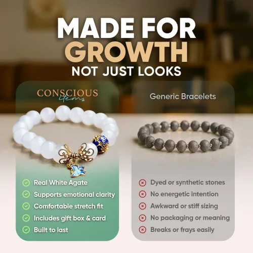 Vista 33 de Conscious Items Pulseras espirituales para mujeres y hombres, pulsera de cristal curativo con piedras naturales para meditación, alineación