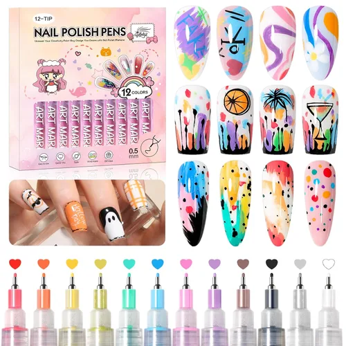 Vista 13 de Juego de 24 bolígrafos para arte de uñas, 24 colores, rotulador de 0.028 in Rosa