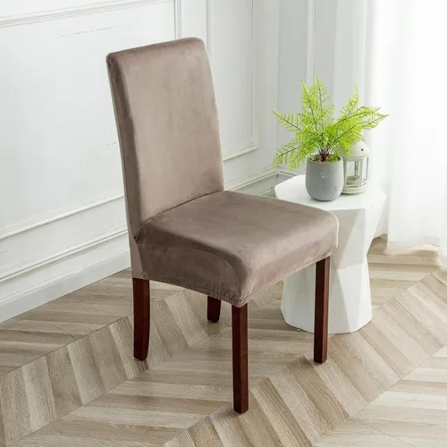 Vista 16 de Fundas de terciopelo para sillas de comedor, fundas elásticas de felpa para sillas altas, fundas protectoras de asiento lavables, fundas para sillas