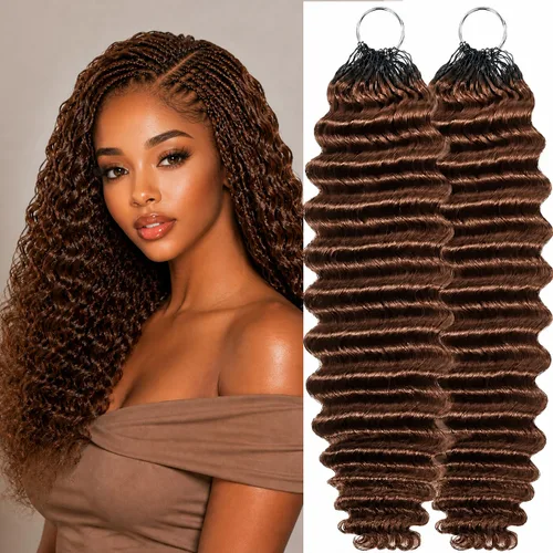 Vista 60 de Human Braiding Hair for Boho Braids 20inch Curly Wave Bulk Bundles 1B (A)1B