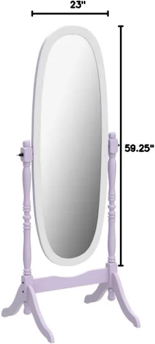 Vista 2 de ORE International N4001-PURP/WH - Espejo ovalado de pie Cheval, morado/blanco, 59.25 x 23 x 21 pulgadas