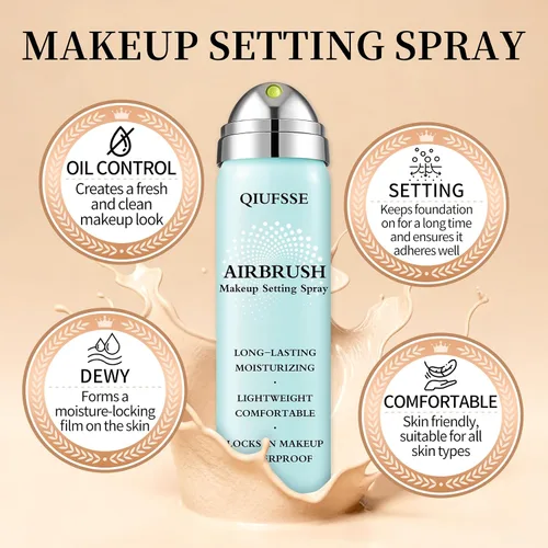 Vista 4 de Air Brush - Base de maquillaje y spray de fijación de maquillaje para cara, hidrata e hidrata, cobertura mate para piel grasa, maquillaje
