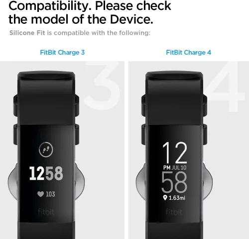 Vista 2 de Spigen Ajuste de silicona diseñado para Fitbit Charge 4 (2020) / Charge 3 (2018) Band - Negro