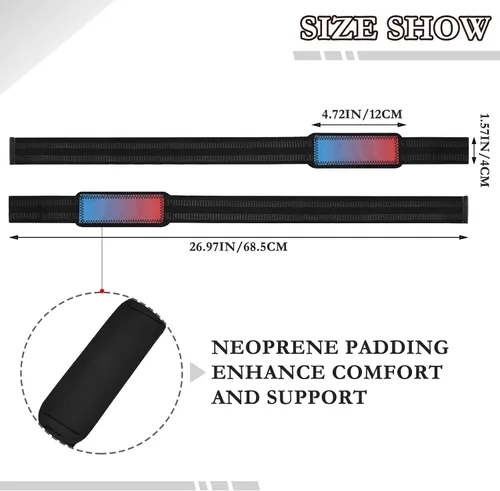 Vista 3 de Blue Red Gradient Lifting Wrist Strap 26" Power Workouts Wrist Straps for Weightlifting, Bodybuilding, Powerlifting & Deadlift