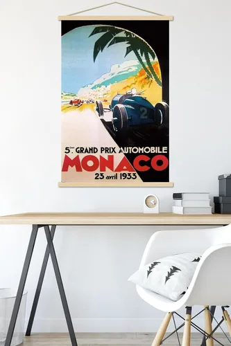 Vista 5 de Trends International Grandprix Automobile Monaco 1933 - Póster de pared, 22.37 x 34.00 pulgadas, paquete de impresión premium y colgador de madera