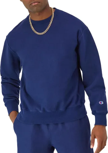 Vista 25 de Champion - Sudadera con cuello redondo para hombre, tejido invertido, sudadera de forro polar pesado para hombre Negro