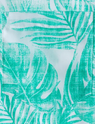 Vista 6 de JOGAL - Camisa hawaiana floral para hombre con bolsillo frontal, estilo Aloha casual Verde Aqua