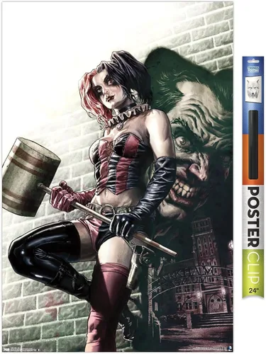 Vista 17 de Trends International DC Comics - Póster de pared de Harley Quinn, 14.725 x 22.375 pulgadas, versión enmarcada de madera de granero
