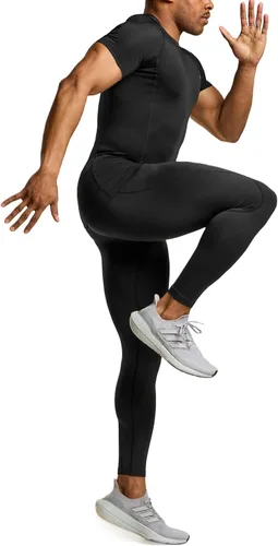 Vista 6 de TSLA - Paquetes de 1 o 3 camisetas de compresión para hombre, FPU 50+, de secado rápido, de manga corta, camiseta de entrenamiento atlético