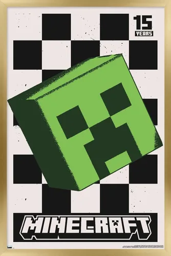 Vista 18 de Trends International Minecraft: 15th Anniversary - Póster de pared Posterized Creeper, 22.4 pulgadas de largo x 14.7 W, versión enmarcada de madera
