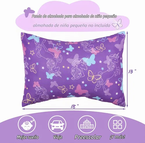 Vista 4 de UOMNY Fundas de almohada para niñas pequeñas 13X18 12x16 14x19 Funda de almohada para bebé con mariposa, paquete de 2, fundas de almohada pequeñas