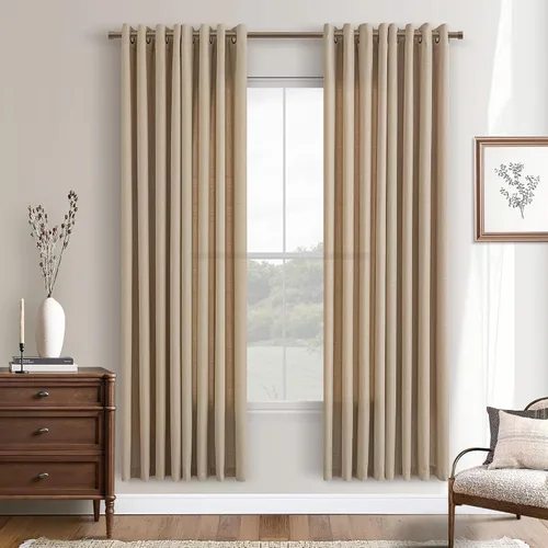 Vista 86 de Cortinas de avena con ojales DUKIYO de 96 pulgadas de largo para sala de estar, comedor, juego de 2 paneles, cortinas de arena y beige