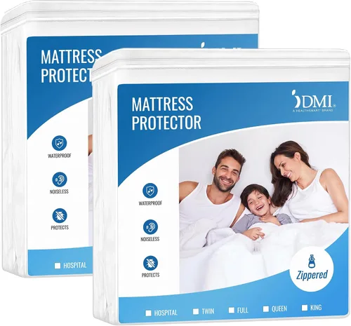 Vista 12 de DMI Protector de colchón impermeable individual – Ajustado, funda de colchón silenciosa, suave y transpirable, 39 x 75 x 8 pulgadas, color blanco