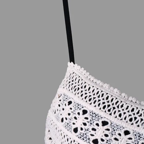 Vista 4 de Aniywn Vestido de tirantes de espaguetis de verano para mujer, con encaje de retazos de encaje