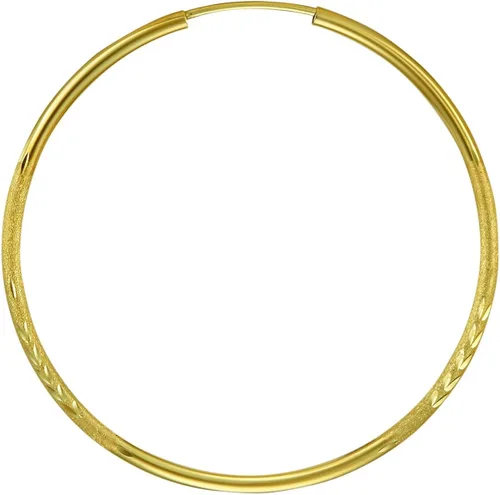 Vista 4 de Pendientes de aro de oro amarillo de 14 quilates de 0.059in de grosor 8 tamaños diferentes disponibles