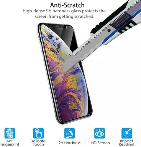 Vista 4 de Paquete de 3 protectores de pantalla para iPhone 11 Pro Max y iPhone XS Max de 6.5 pulgadas, vidrio templado