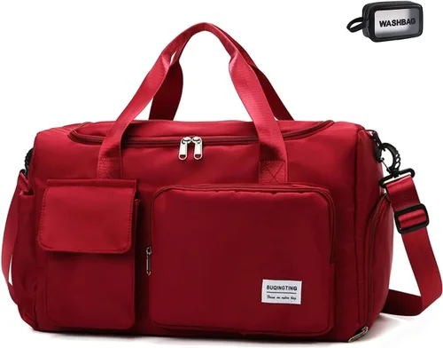 Vista 25 de Bolsa de Gimnasio Pequeña para Mujer, Bolsa de Lona de Viaje, Bolsa de Fin de Semana con Compartimento para Zapatos