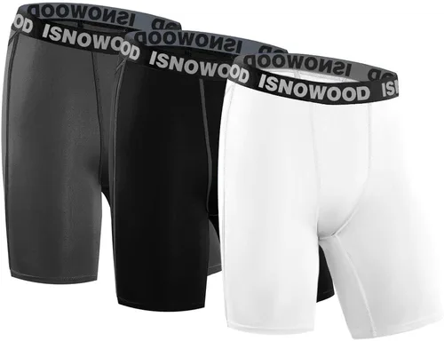 Vista 8 de Isnowood - Pantalones cortos de compresión para hombre, ropa interior atlética de elastano, para ejercicio, correr