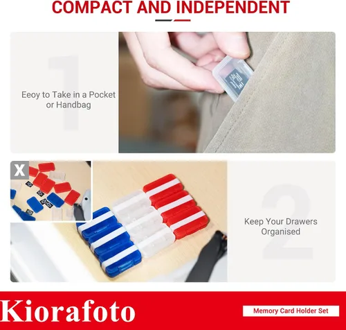 Vista 6 de Kiorafoto 18 PCS Estuche Porta Tarjetas de Memoria de Plástico Transparente Multicolor para 18 Tarjetas Micro SD SDXC SDHC TF, Estuche