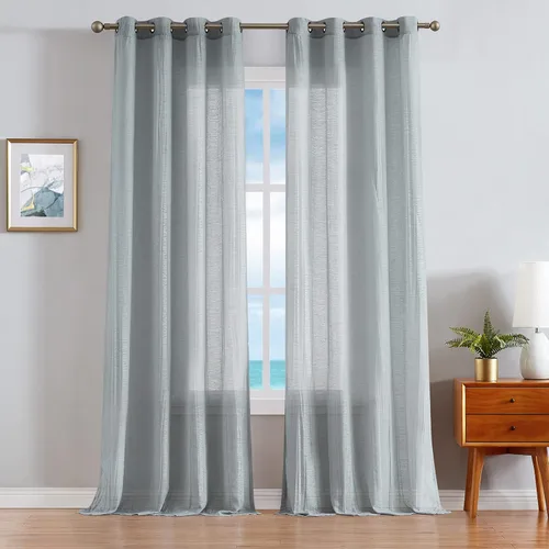 Vista 11 de Nautica - Cordelia - Cortina transparente aplastada Cortinas para ventana Cortinas ligeras Juego de 2 paneles Transparente Cabecera