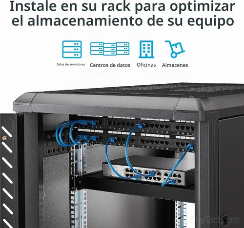 Vista 4 de StarTech ADJSHELFHD - Estante de montaje en rack ajustable de 4 postes de 1U - 330 libras (330.7 lbs) - Profundidad de montaje ajustable de 19.5 a