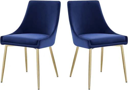 Vista 18 de Modway Viscount Performance - Sillas de comedor de terciopelo, juego de 2, color dorado marfil
