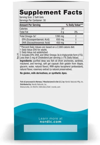 Vista 2 de Nordic Naturals Ultimate Omega en gelatina de pescado, sabor a limón, 60 geles suaves, 1280 mg de omega-3, suplemento de aceite de pescado de alta