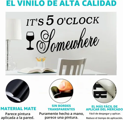 Vista 2 de Calcomanías de pared con citas familiares para cocina: decoración inspiradora para el hogar, despensa, comedor, vinilo para pared, diseño de "It's 5