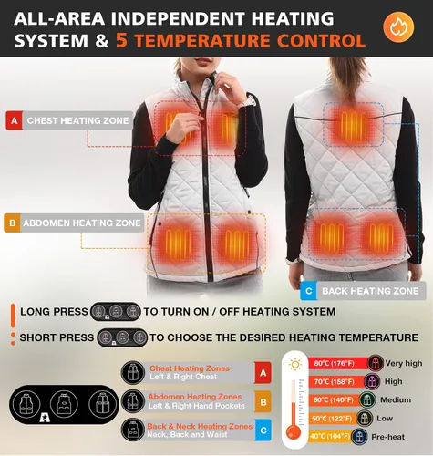 Vista 2 de ARRIS Womens Heated Vest, Size Adjustable 7.4V Electric Warm Vest with Battery Pack