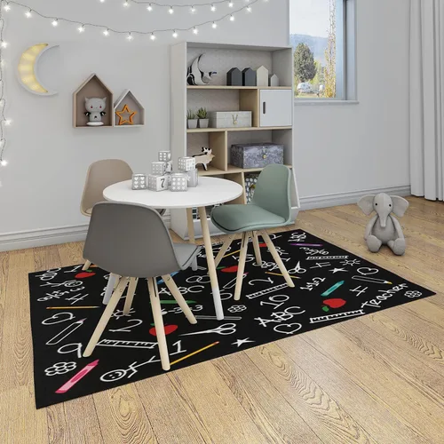 Vista 3 de LOKMU Alfombras antideslizantes para el regreso a clases, pizarra, dibujos de tiza, marcadores de crayones reglas, decoración del hogar, alfombras
