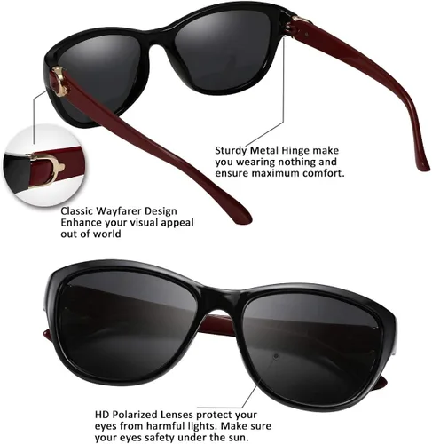 Vista 2 de FEISEDY Gafas de sol polarizadas vintage para mujer, elegantes gafas de sol con ojo de gato, B2476