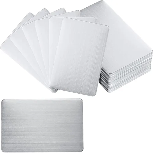 Vista 10 de 100 tarjetas de visita de metal en blanco, tarjetas de visita de aluminio en blanco, tarjetas de presentación en blanco para casa, oficina, cliente