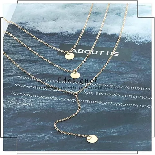 Vista 5 de Fdesigner Collar largo en capas de moda con colgante de moneda, collares de cadena con dije, joyería para mujeres y niñas (dorado)