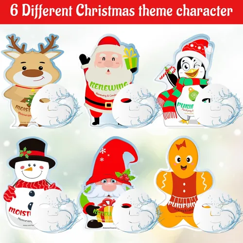Vista 3 de Timgle 12 Piezas Rellenos de Calcetines de Navidad Máscaras Faciales a Granel para el Cuidado de la Piel Mascarillas Faciales en Hoja Regalos