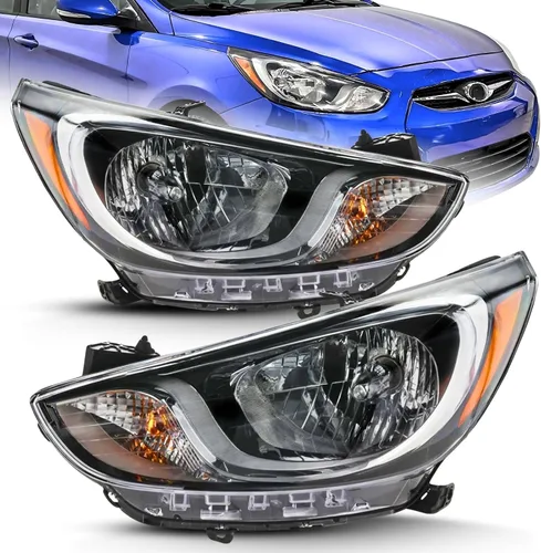 Vista 10 de ALLIGATOR AUTO LIGHTS Repuesto para Hyundai Accent 2012 2013 2014 GLS, GS, SE, Hatchback/Sedan Conjunto de faros halógenos con bombillas