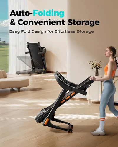 Vista 5 de LIJIUJIA Treadmills for Home, Folding Treadmill with 15% Auto Incline, 3.0HP Walking Pad Treadmill, 300 lbs Capacity, Max Speed 6.2 MPH, Bluetooth