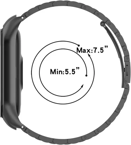 Vista 5 de PINHEN Correa de reloj compatible con Xiaomi Mi Band 7, correas de repuesto de metal de acero inoxidable para Mi Band 7