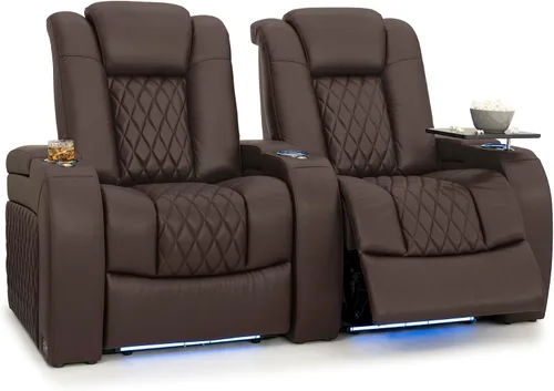 Vista 107 de Seatcraft Asiento de cine en casa Diamante Marrón Reclinable Individual